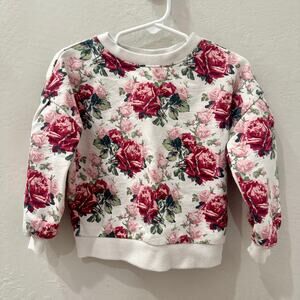 Janie and Jack Floral Puff Sleeve French Terry Sweatshirt